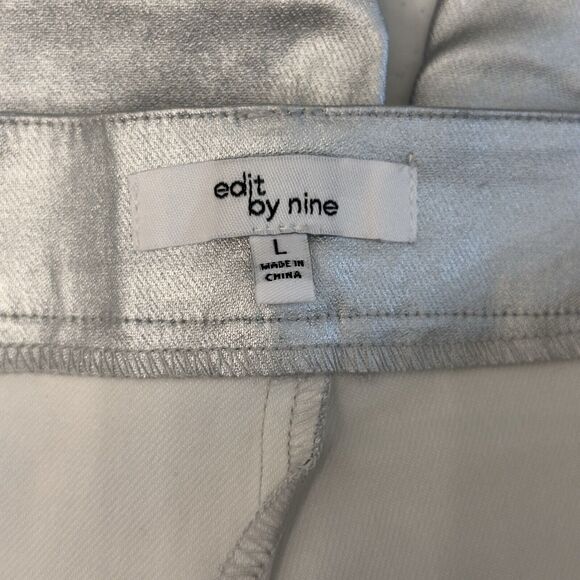 Edit By Nine Shining Star Women’s High Waist Silver Metallic Pants Size Large - Picture 11 of 16